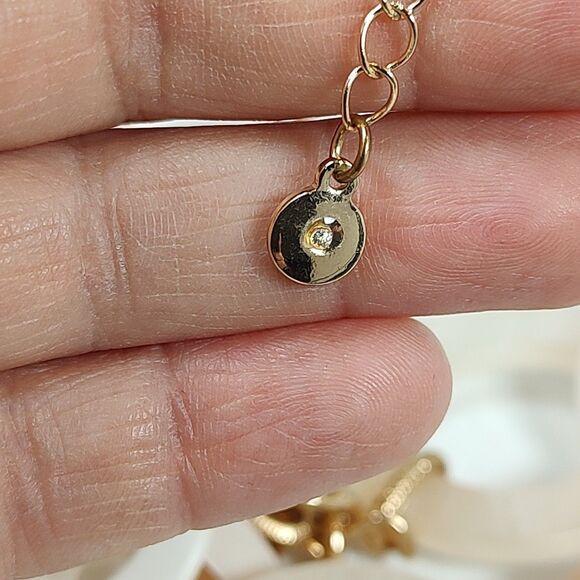 Signed V Chunky Plastic Link Necklace Beige White Gold Chain Statement 17" - 20" - Picture 10 of 16